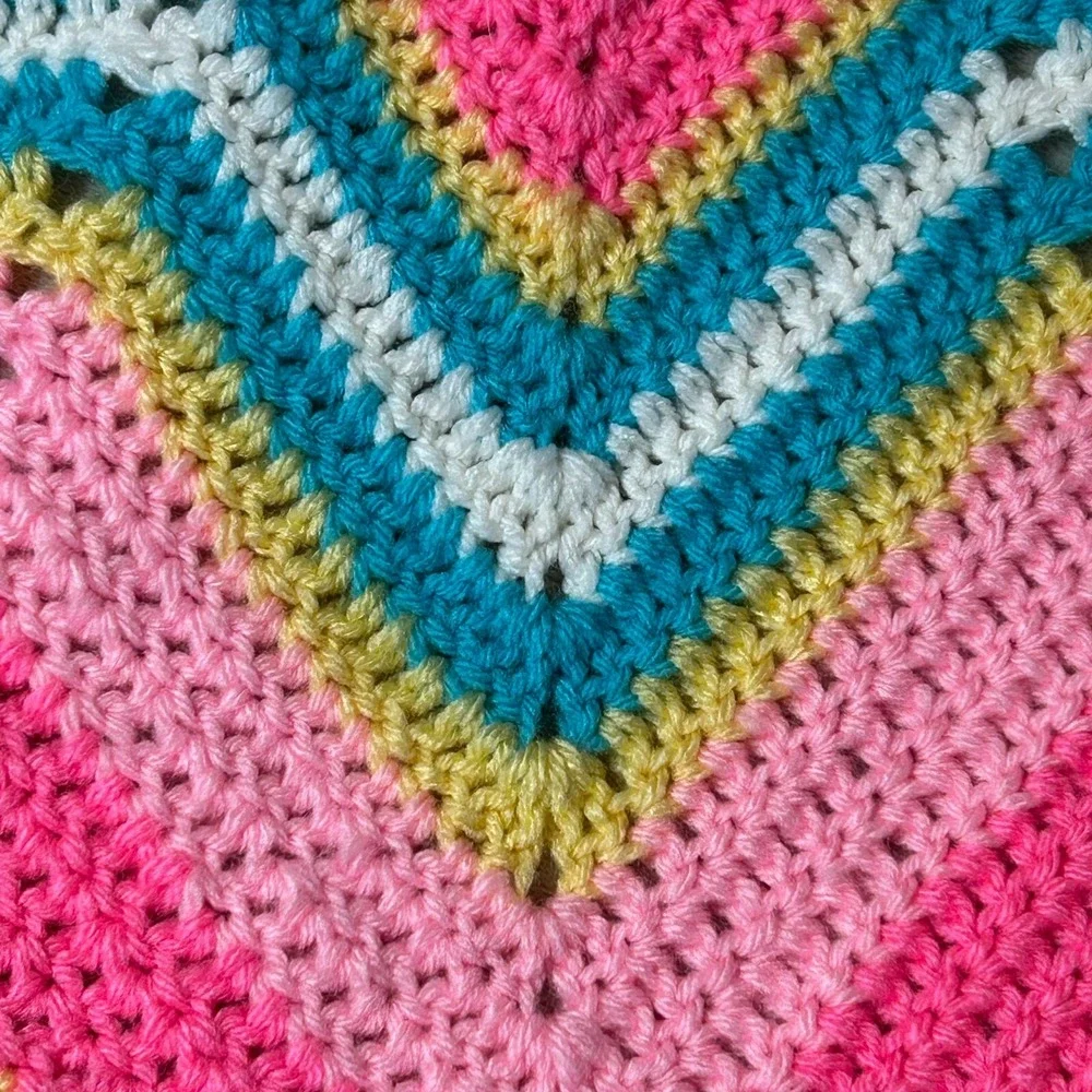 Lovey Security Blanket Handmade Crochet Starburst Color Pattern Baby Shower Gift